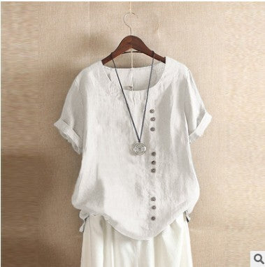 Caroline – Casual short-sleeve pullover T-shirt in plus size made of cotton and