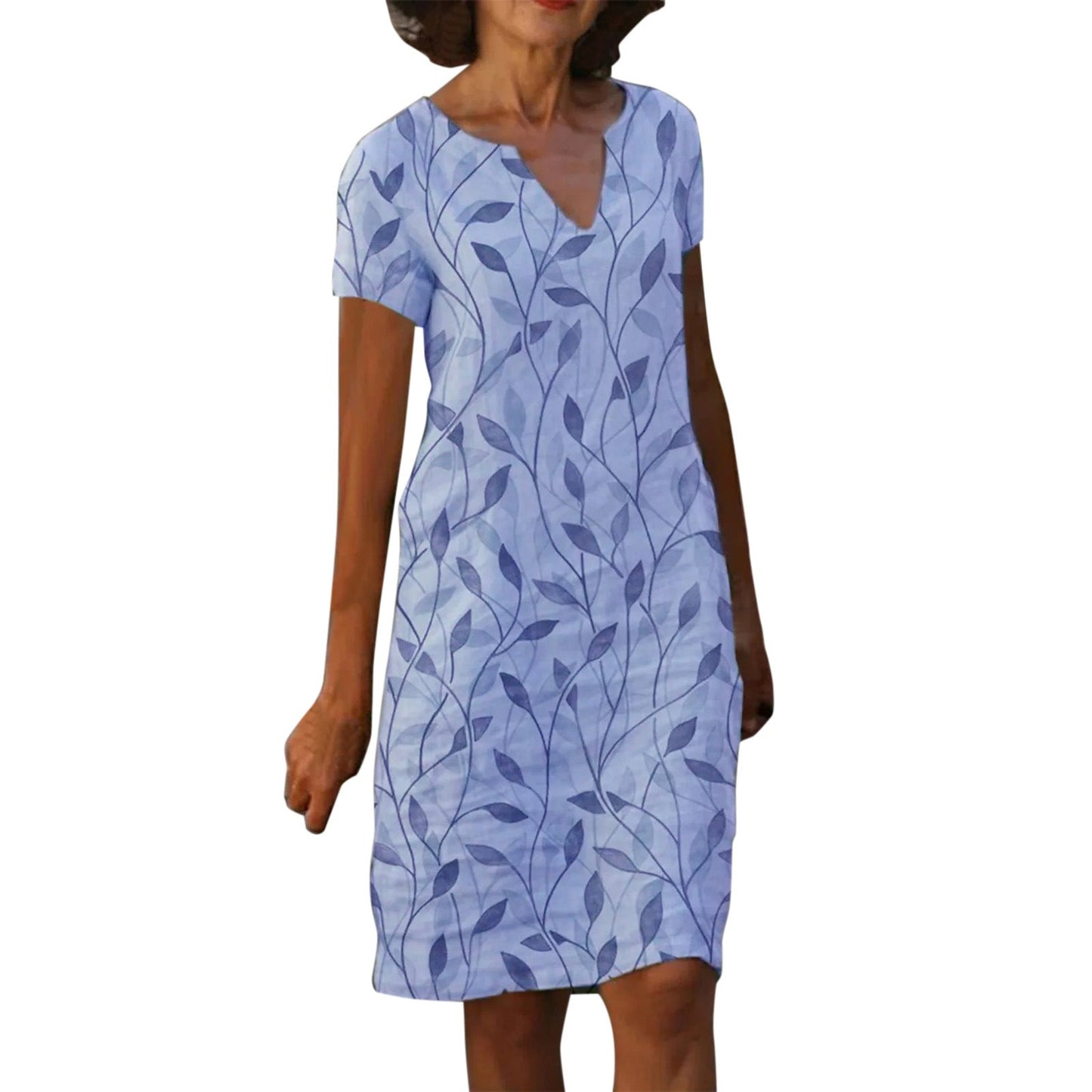 Sharon – Baumwoll-Leinen-Kleid mit V-Ausschnitt