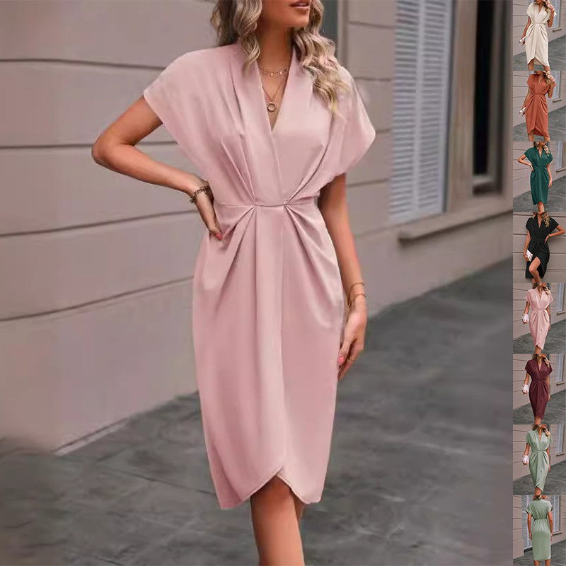 Jessie – summer dress with batwing sleeves and V-neckline