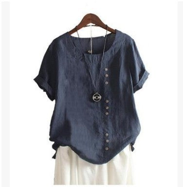 Caroline – Casual short-sleeve pullover T-shirt in plus size made of cotton and