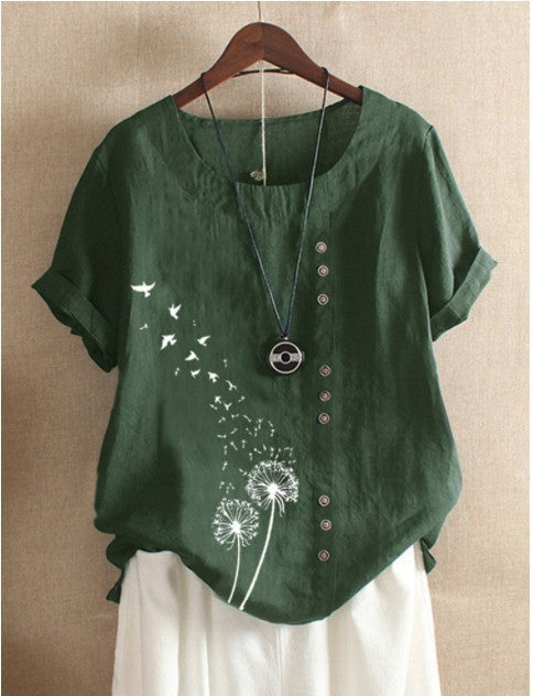 Caroline – Casual short-sleeve pullover T-shirt in plus size made of cotton and