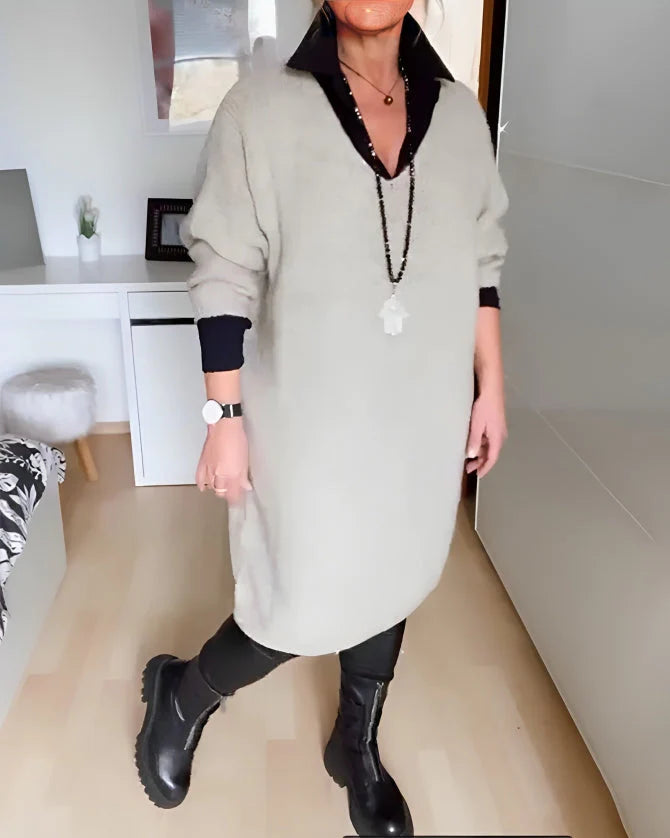Shirley – Einfarbiges Damenhemdkleid mit Knopfverschluss