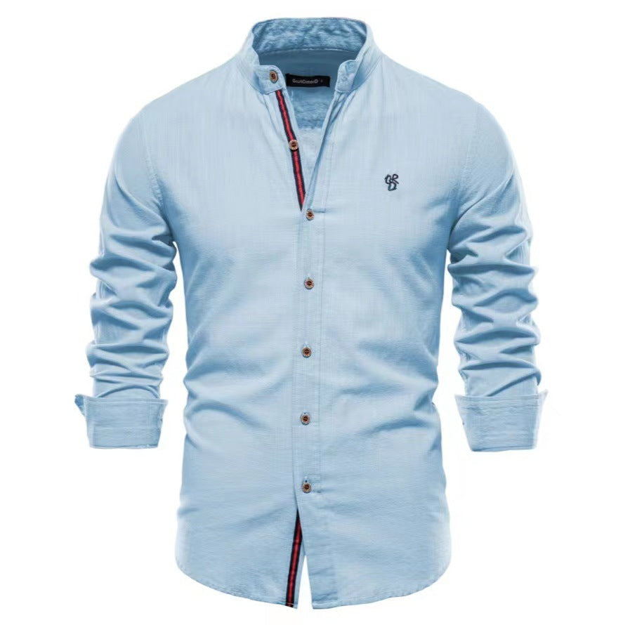 Allen – Casual men's Henley shirt made of cotton and in solid color with long sleeves