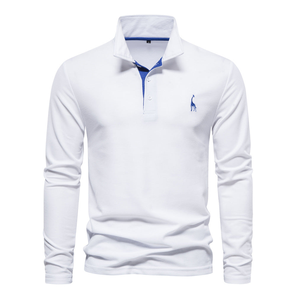 Men's Long Sleeve Polo Shirt Casual – Classic Leisure Style with Embroidered Logo