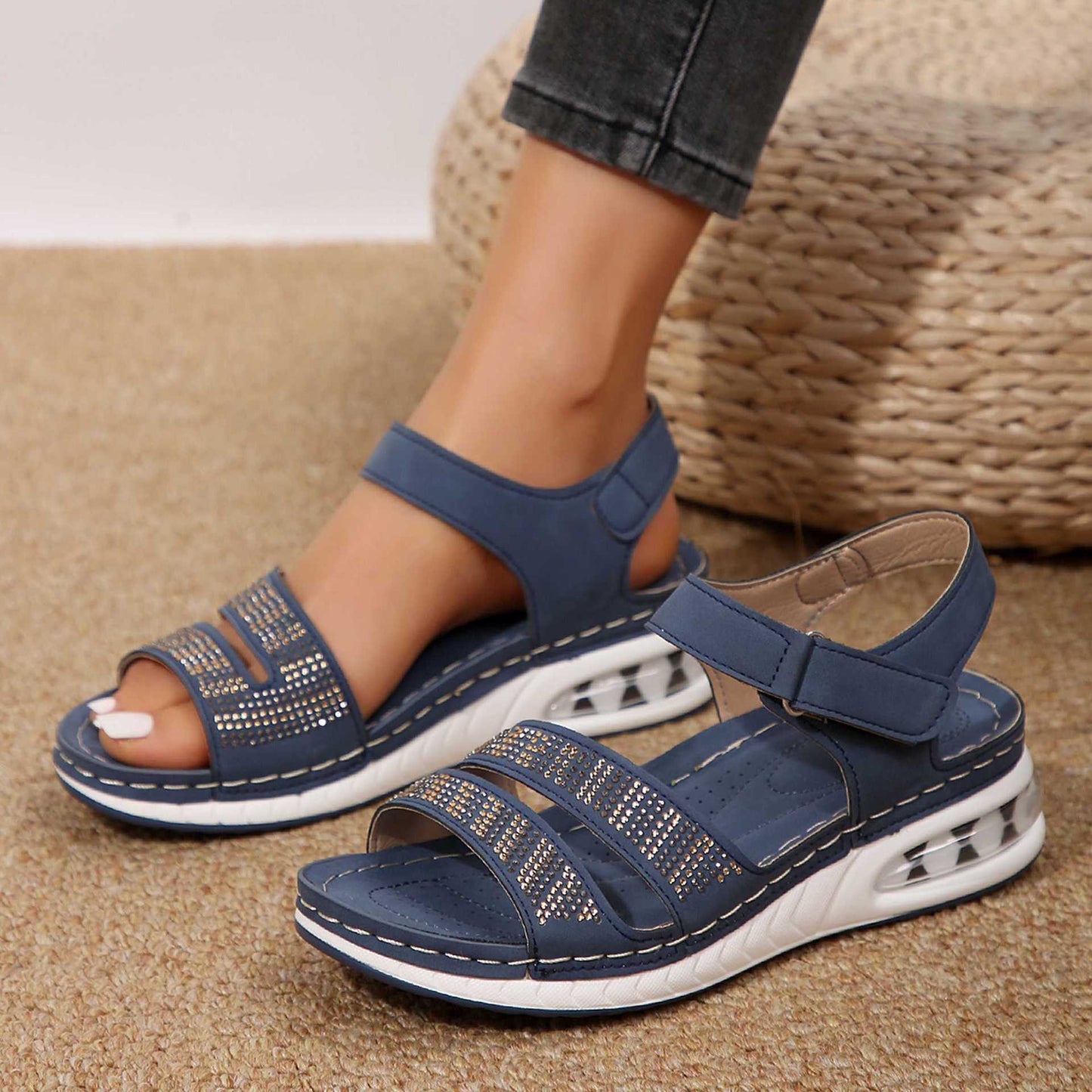 Sara – Sommerliche Strass-Wedgesandalen mit luftpolsternder Sohle für Frauen