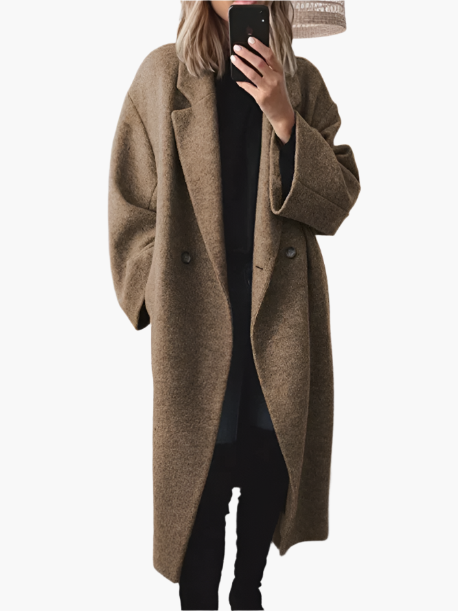 Damen Klassischer Langer Wintermantel – Eleganter Übergangs- und Winterstil