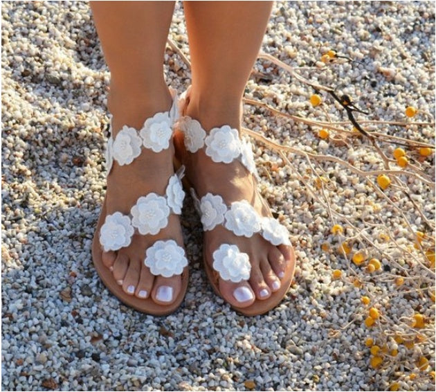 Hayley – Flache Damensandalen mit Blumenmuster