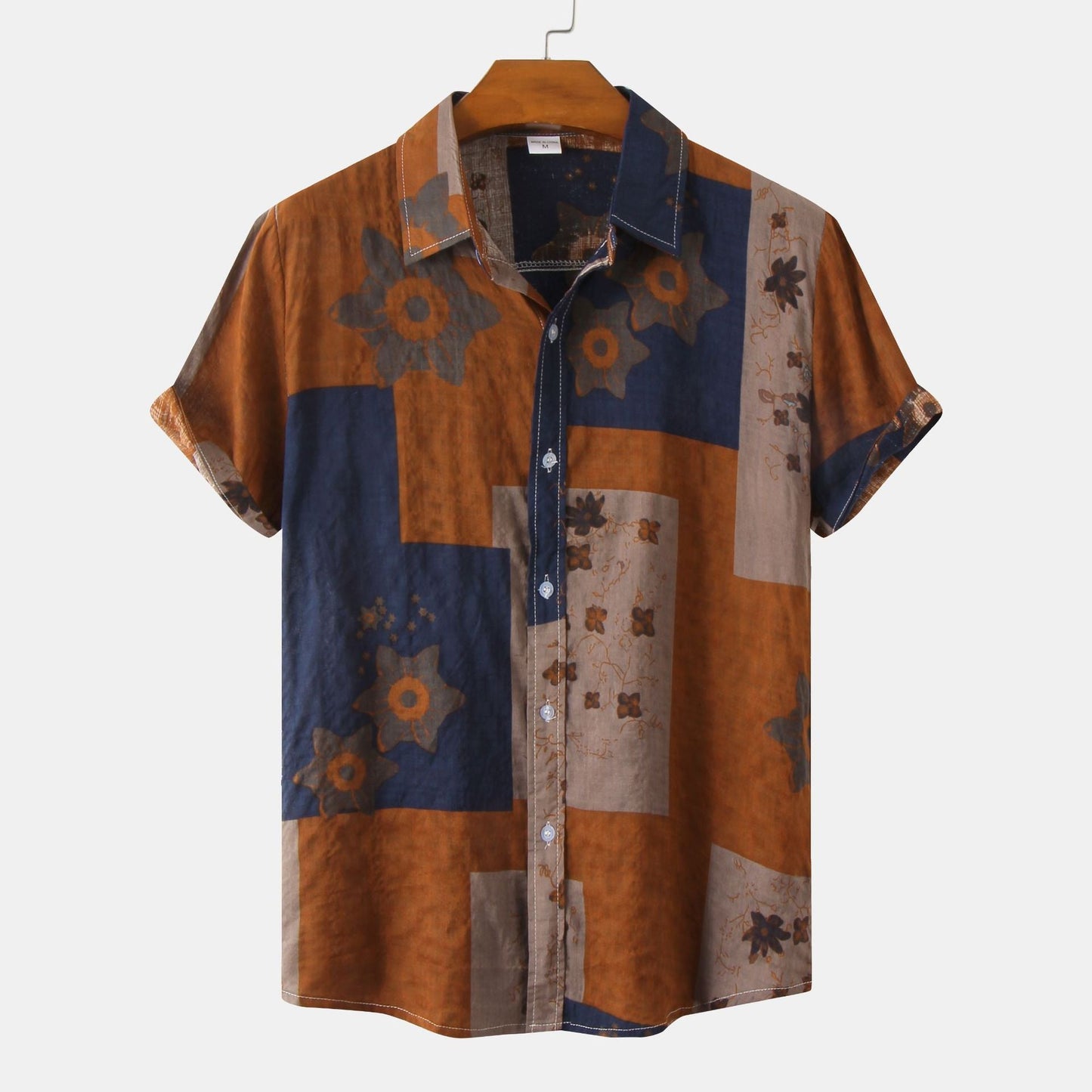 Herren Vintage Kurzarmhemd mit Blumenmuster – Lässiges Sommerhemd für Freizeit und Urlaub
