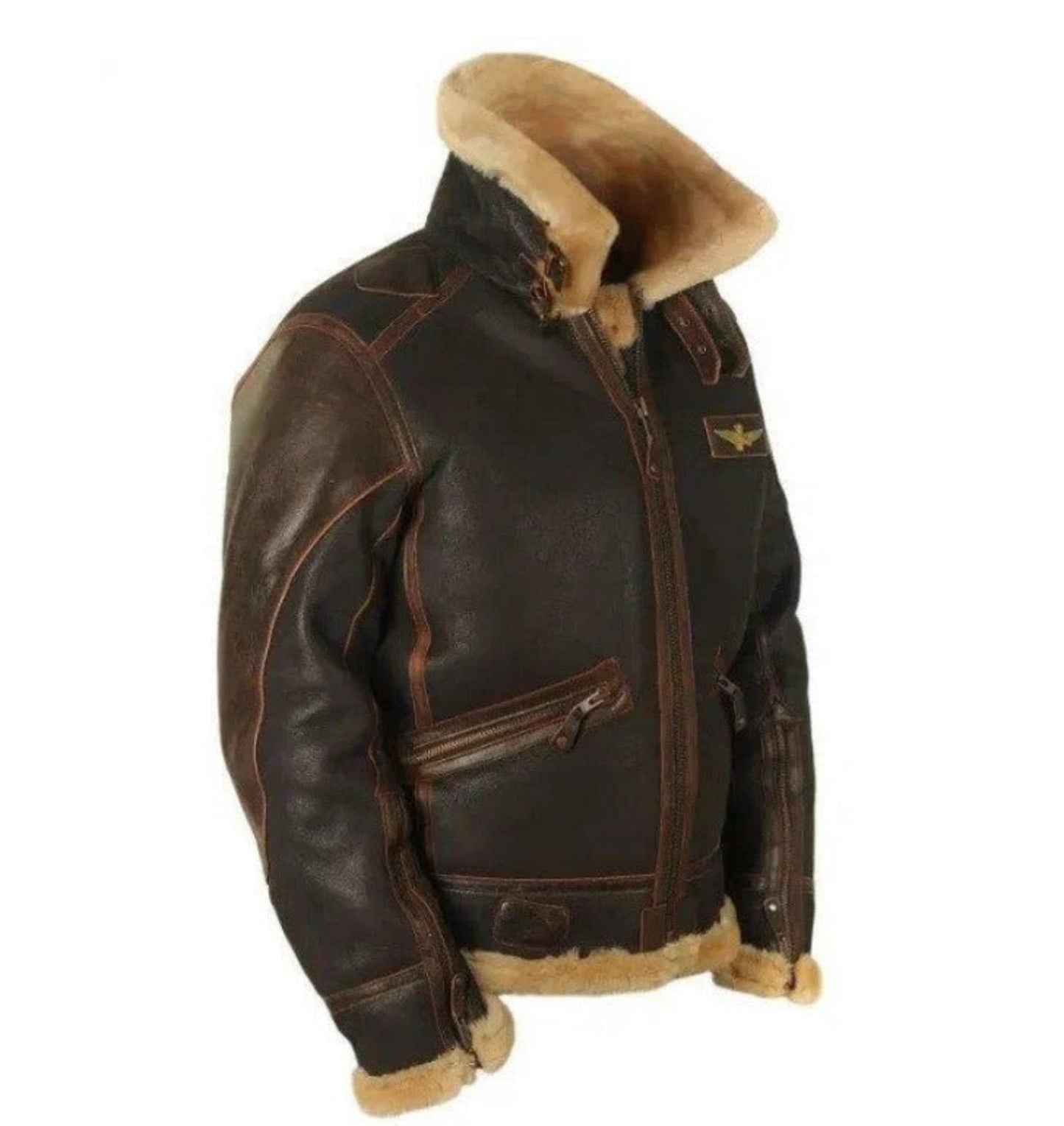 Men's Vintage Pilot Jacket with Fur Collar – Classic Winter Look for Style-Conscious Men