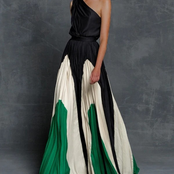 Georgina – Maxi dress without straps with contrasting colors