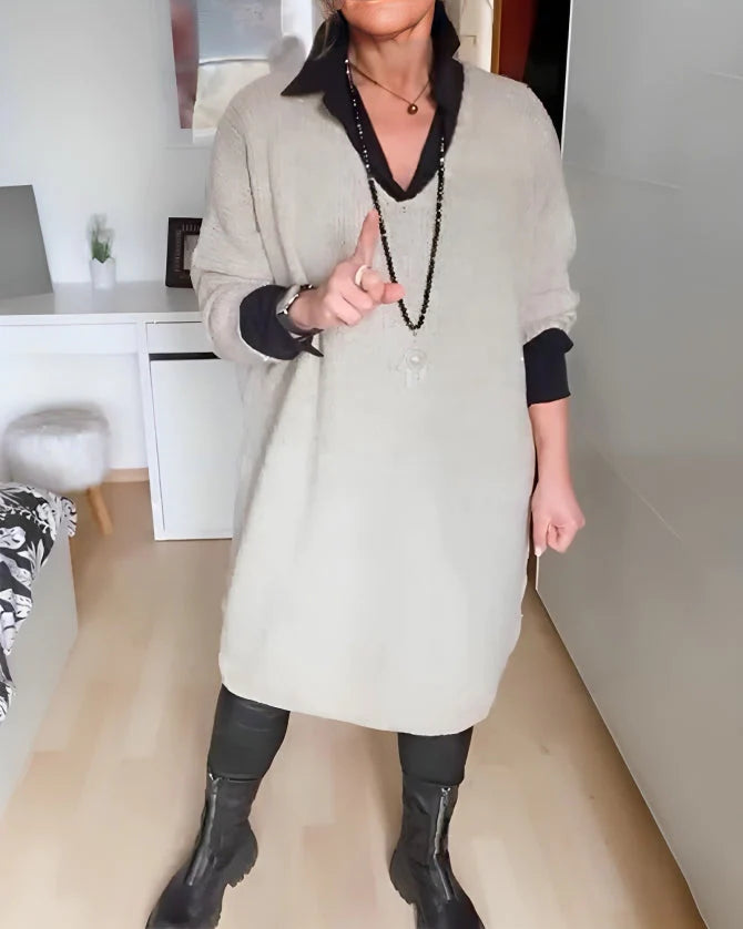 Shirley – Einfarbiges Damenhemdkleid mit Knopfverschluss