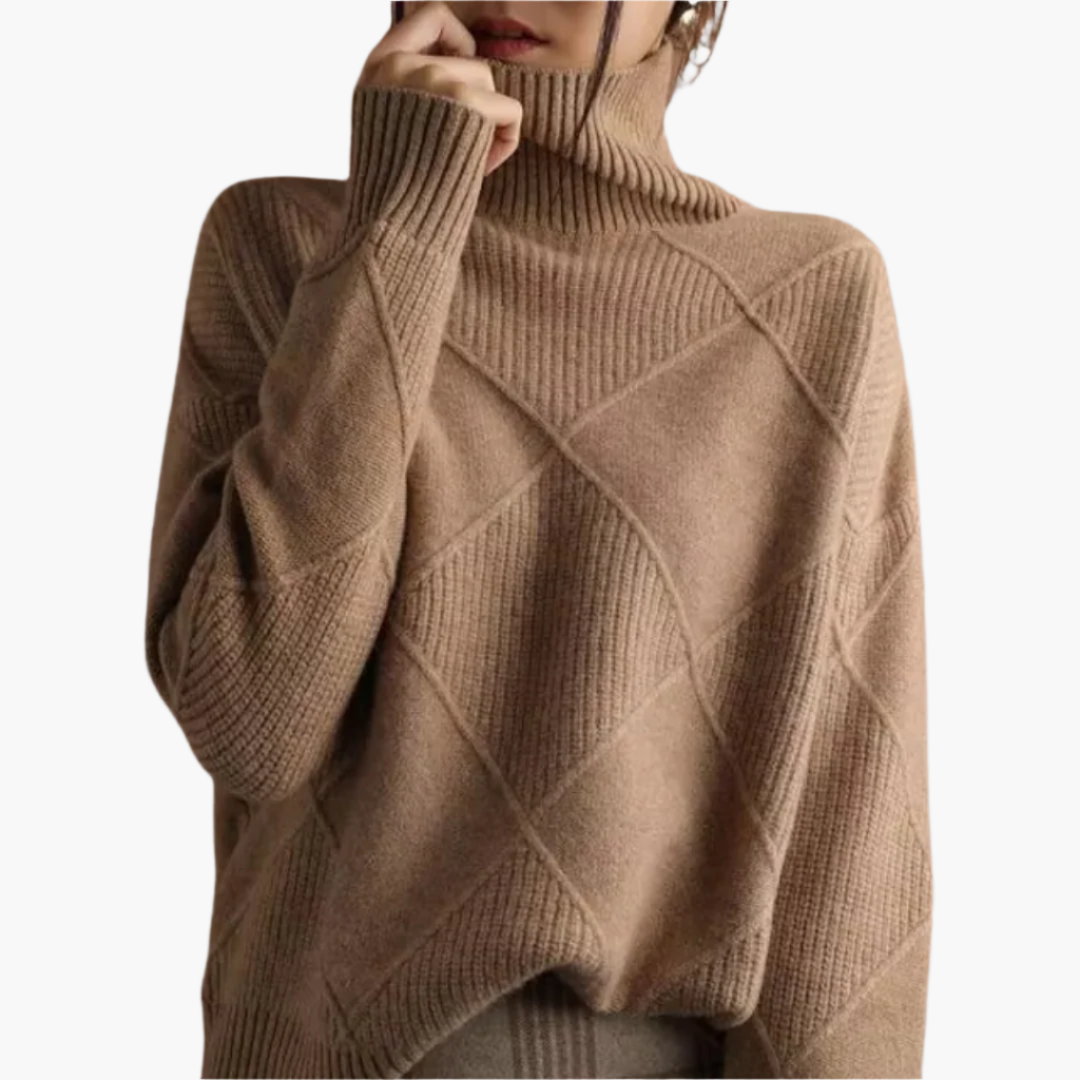 Women's knitted sweater with diamond pattern – modern comfort for everyday and leisure