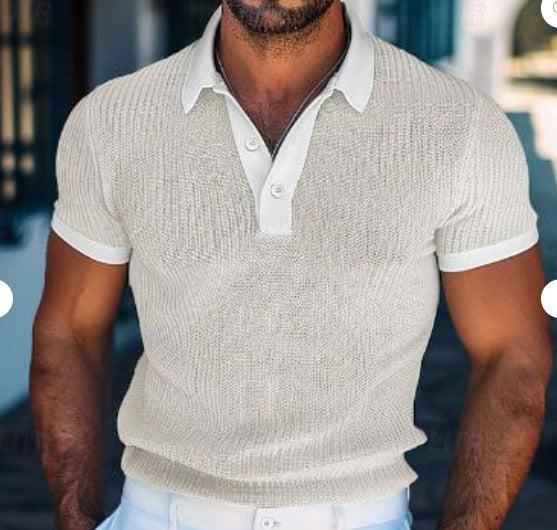 Garry – Short Sleeve Men's Polo Shirt in White