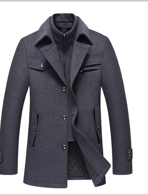 Kenneth – Slim men's wool coat for winter with detachable collar