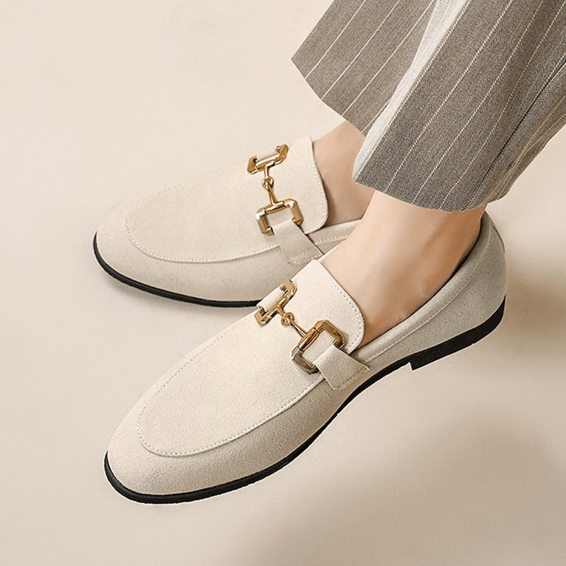 Men's Business Loafer Slip-On Moccasins with Gold Buckle – Elegant Shoes for Office & Leisure