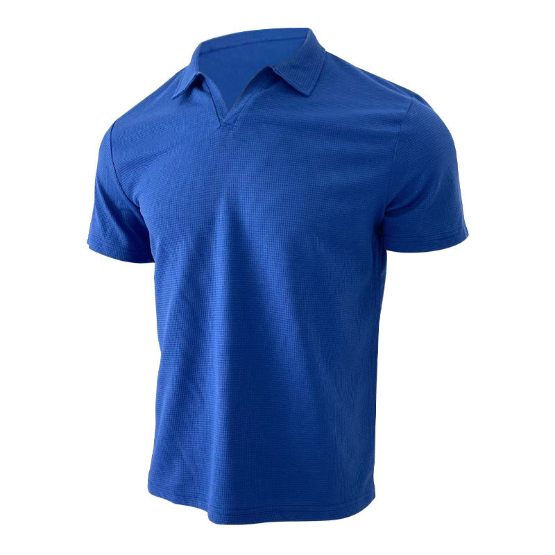 Rowan – Polo shirt with V-neck and waffle pattern for men