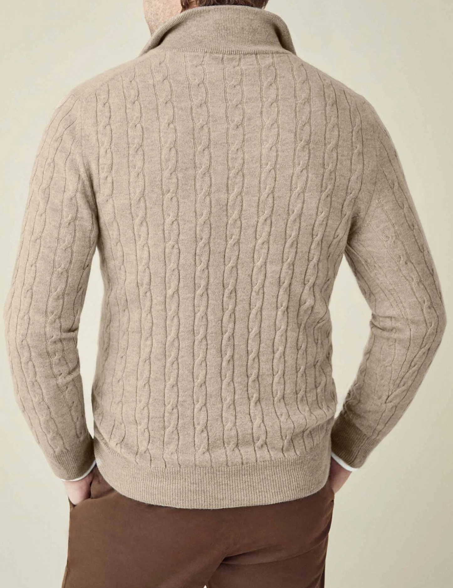 Herren Zopfmuster Pullover mit Reißverschluss – Eleganter Business & Freizeit Strick