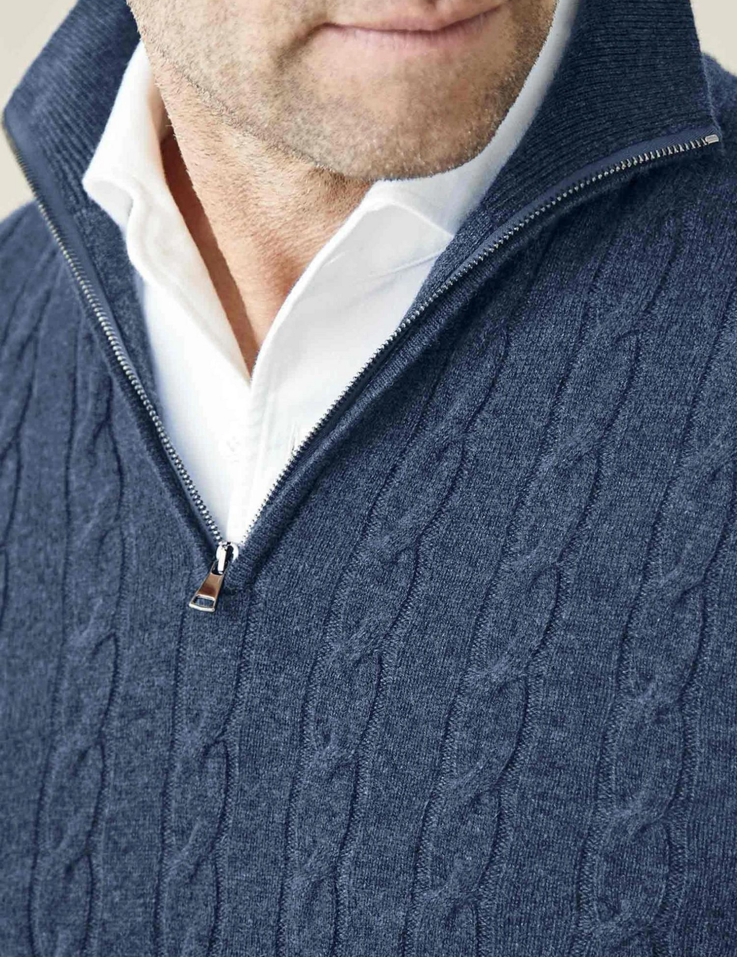 Herren Zopfmuster Pullover mit Reißverschluss – Eleganter Business & Freizeit Strick