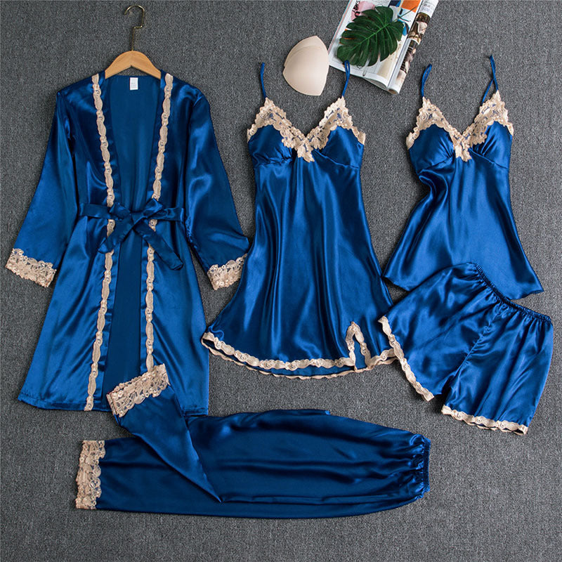 Audrey – Five-piece pajama with spaghetti straps for women