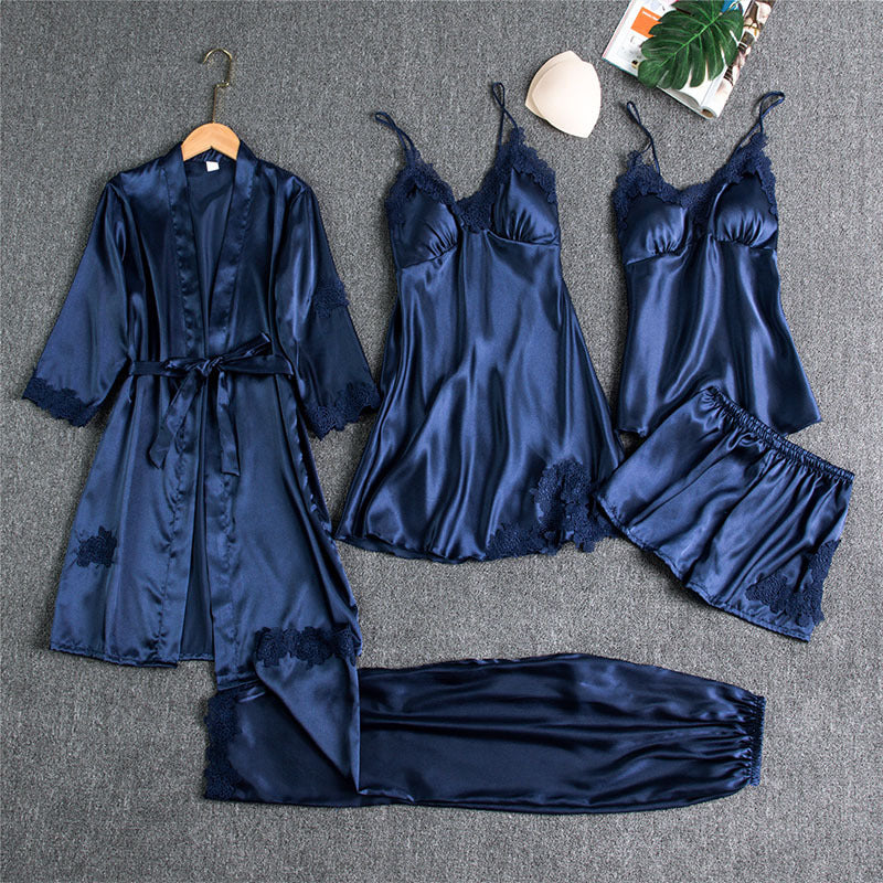 Audrey – Five-piece pajama with spaghetti straps for women