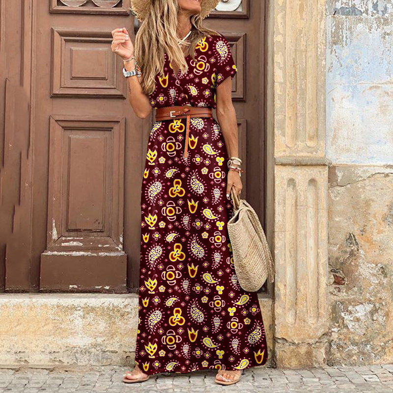 Barbara – V-neck floral dress in Simiya style