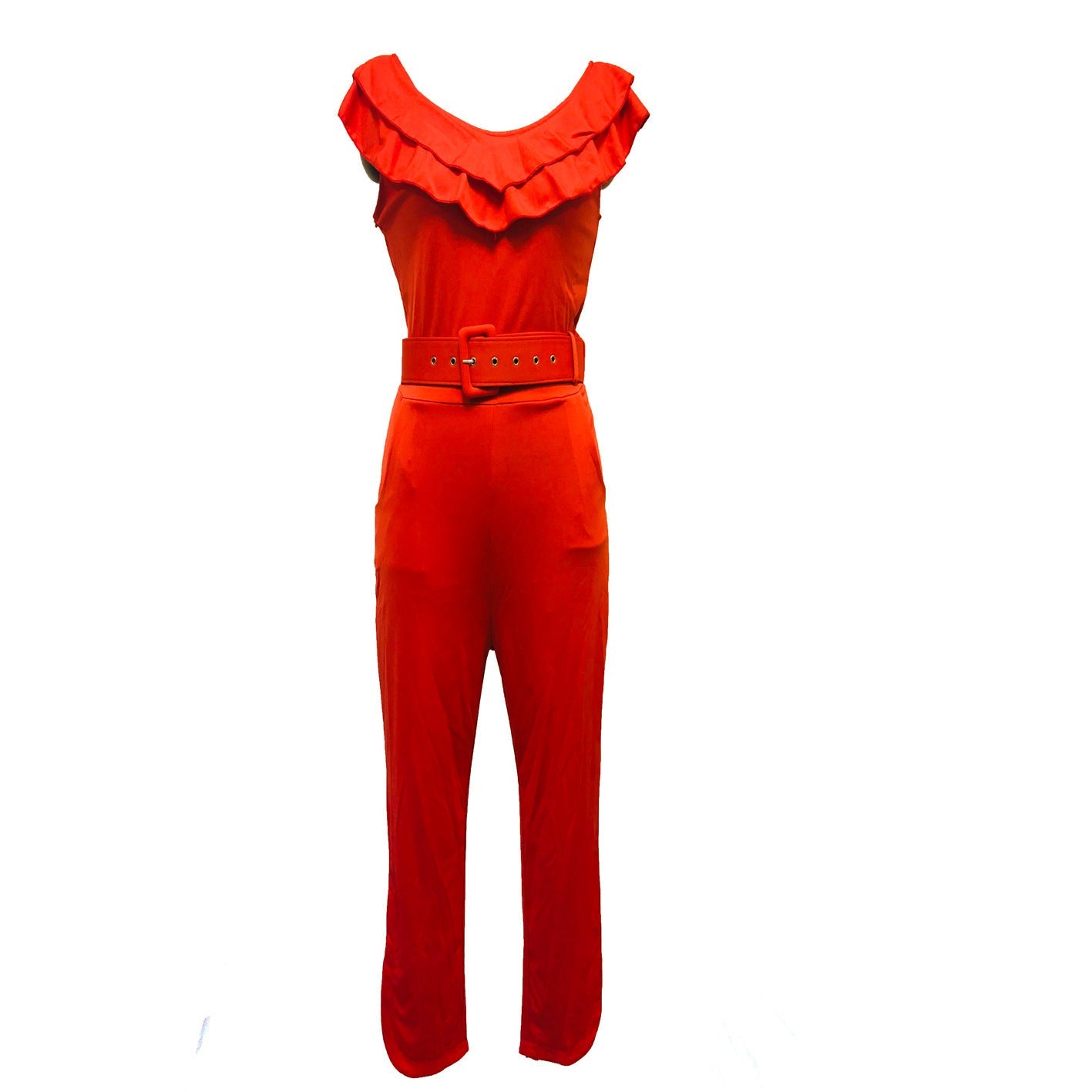 Abigail – Damen-Jumpsuit mit Gürtel und Lagenrock