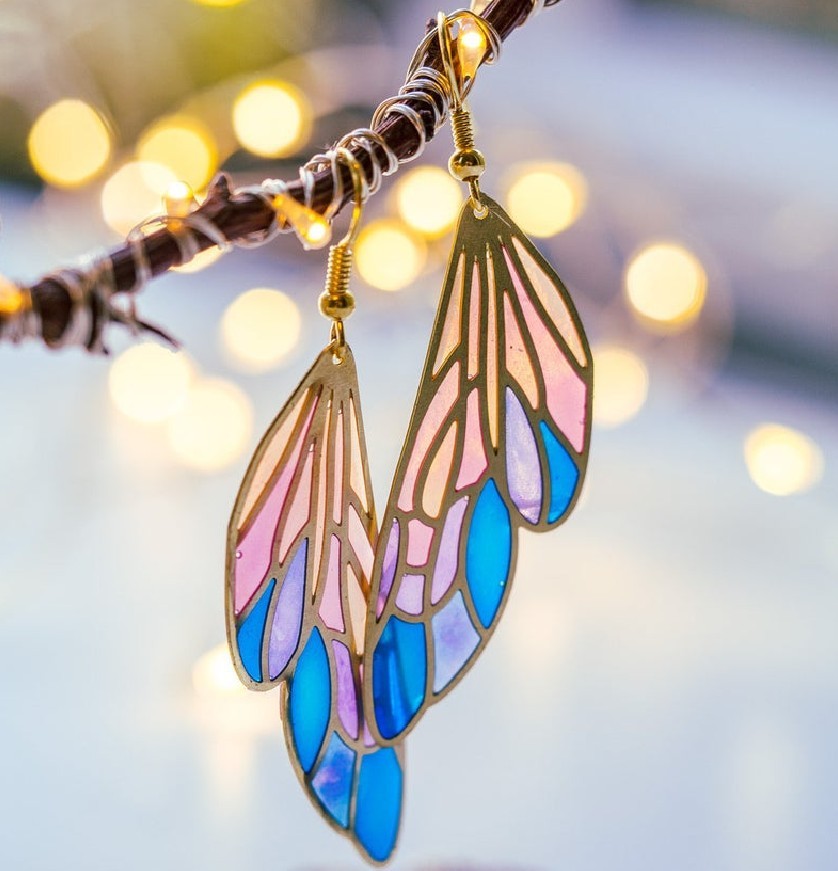 Lauren – Bunte Schmetterling Ohrringe mit Gradient-Farben