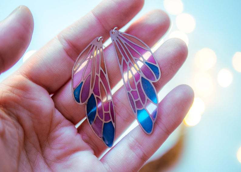 Lauren – Bunte Schmetterling Ohrringe mit Gradient-Farben