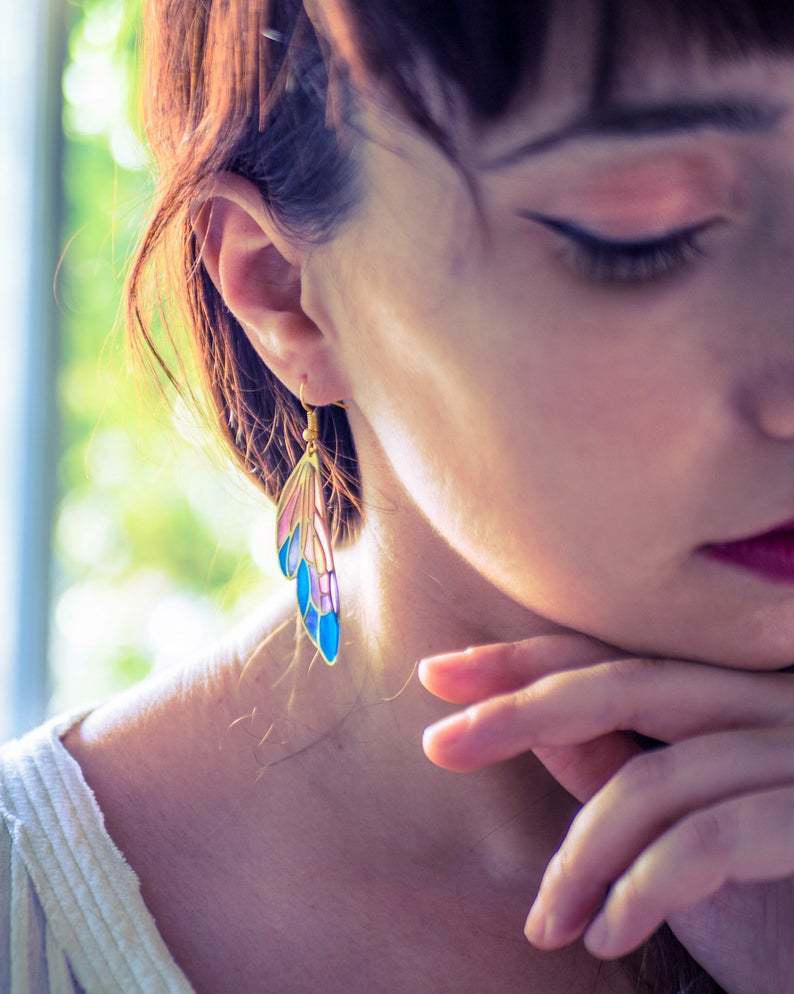Lauren – Bunte Schmetterling Ohrringe mit Gradient-Farben