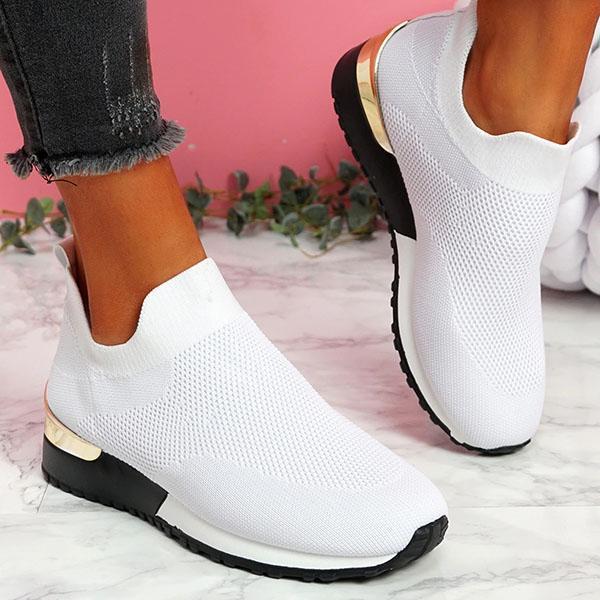 Damen Slip-On Freizeitsneaker für Sport und Alltag – Atmungsaktive Strickschuhe mit Komfortsohle