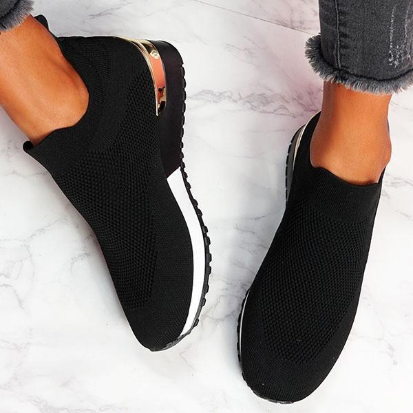 Damen Slip-On Freizeitsneaker für Sport und Alltag – Atmungsaktive Strickschuhe mit Komfortsohle