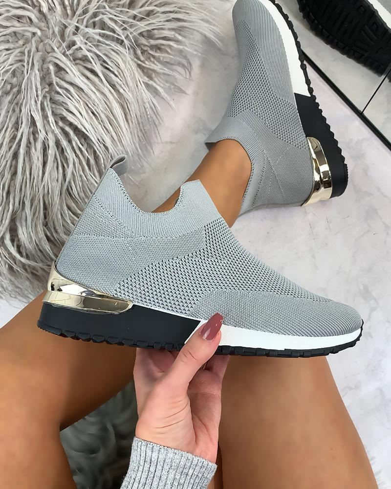 Damen Slip-On Freizeitsneaker für Sport und Alltag – Atmungsaktive Strickschuhe mit Komfortsohle