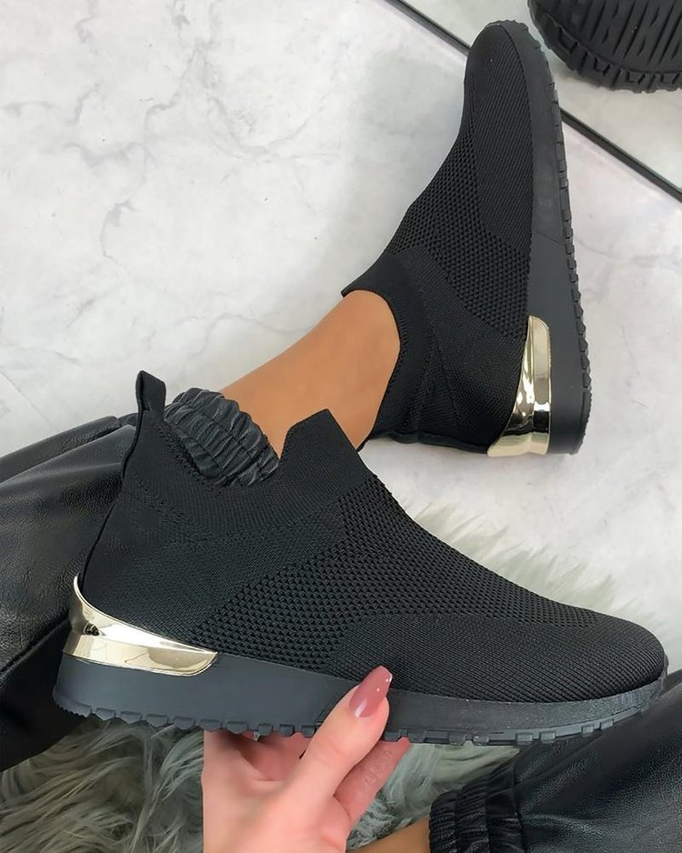 Damen Slip-On Freizeitsneaker für Sport und Alltag – Atmungsaktive Strickschuhe mit Komfortsohle