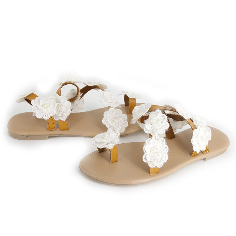 Hayley – Flache Damensandalen mit Blumenmuster