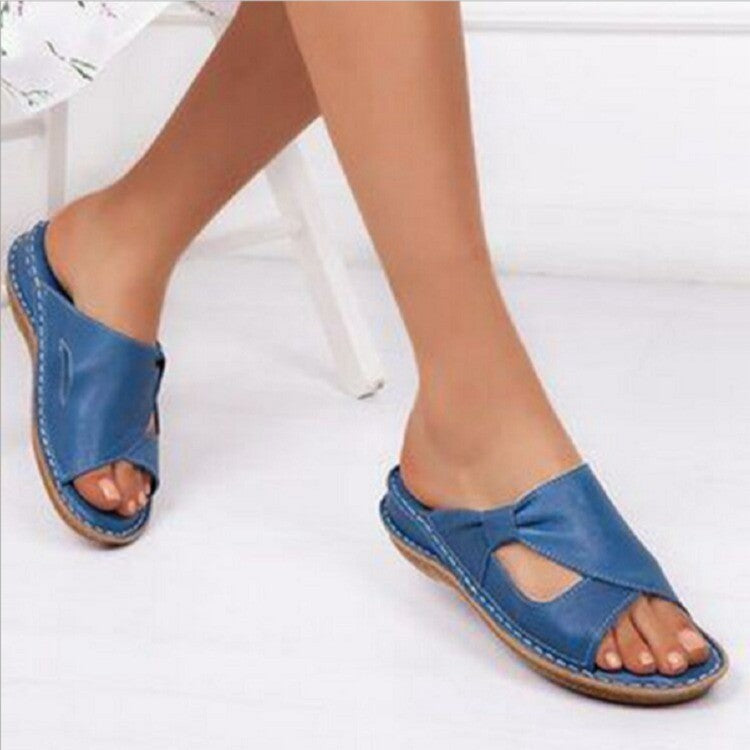 Emma – Open women's slip-ons with flat wedge heel
