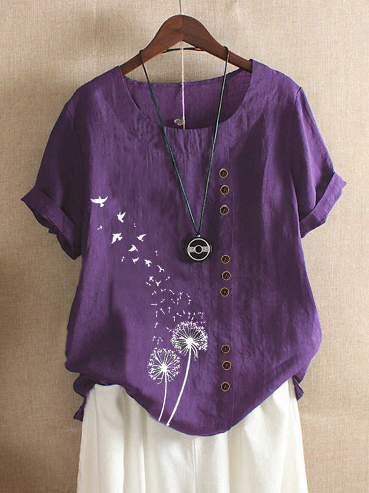 Caroline – Casual short-sleeve pullover T-shirt in plus size made of cotton and