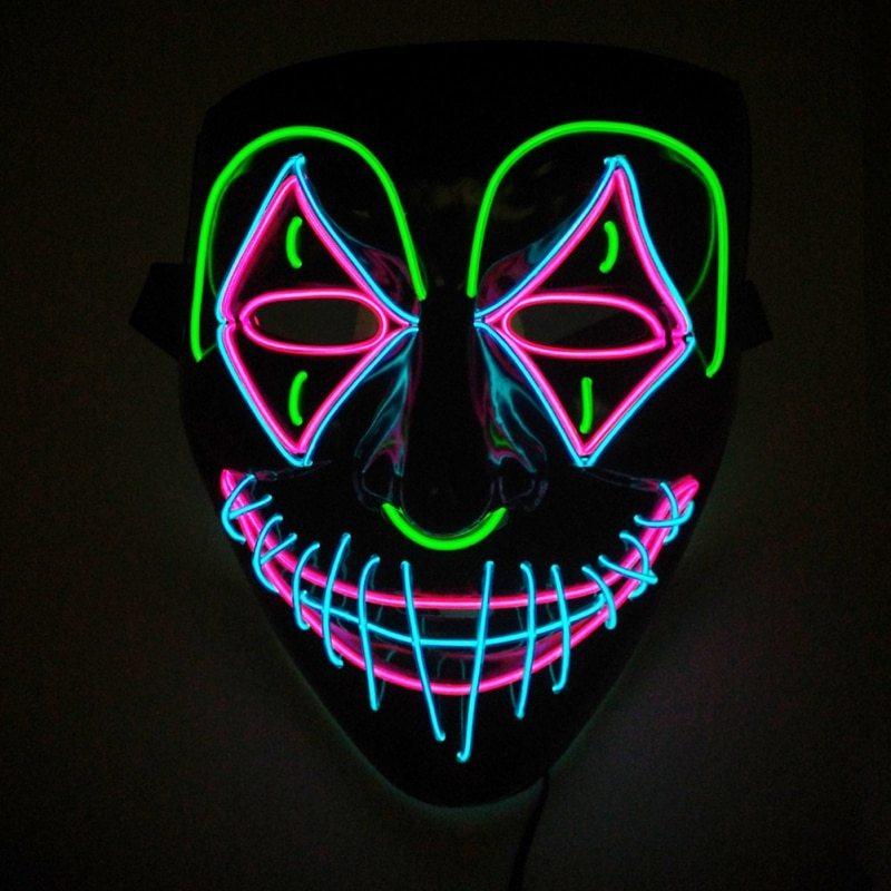 Halloween LED Light Mask for Adults – Creepy Party and Costume Mask with Neon Effect