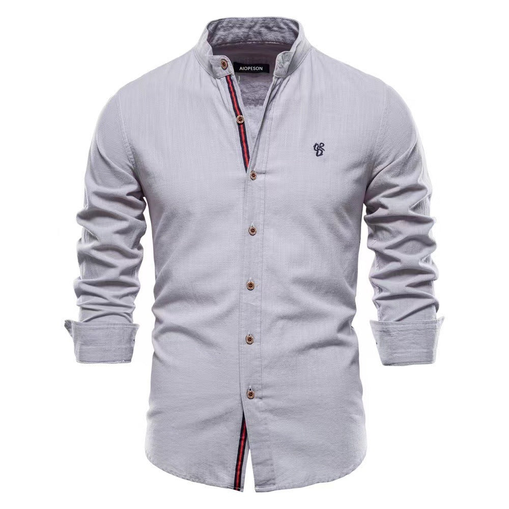 Allen – Casual men's Henley shirt made of cotton and in solid color with long sleeves