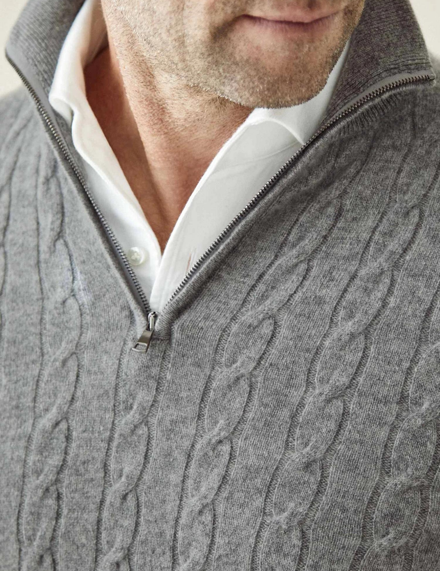 Herren Zopfmuster Pullover mit Reißverschluss – Eleganter Business & Freizeit Strick