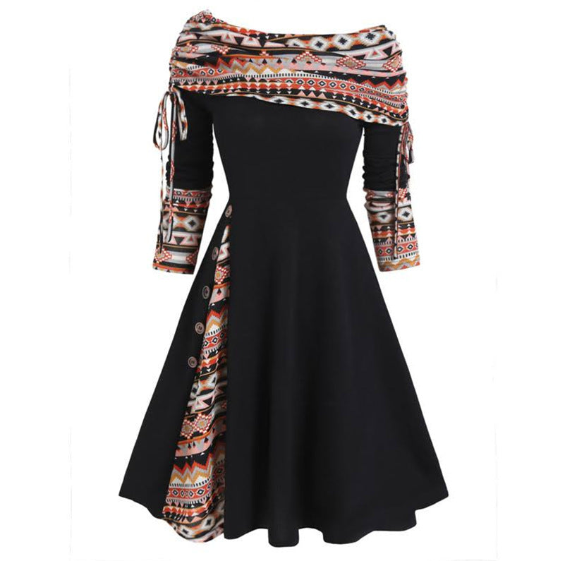 Zoe – Langärmliges, schwingendes Kleid mit einer Schulter für Damen