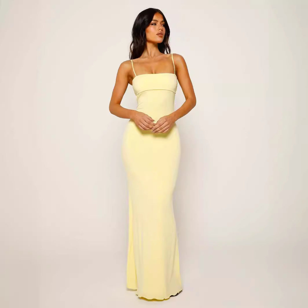Damen Elegantes Bodycon Maxikleid mit Spaghettiträgern – Abendmode für besondere Anlässe und Partys