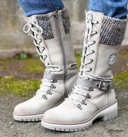 Natalie – Winterliche Hochkant Stiefel mit quadratischem Absatz und runder Spitze