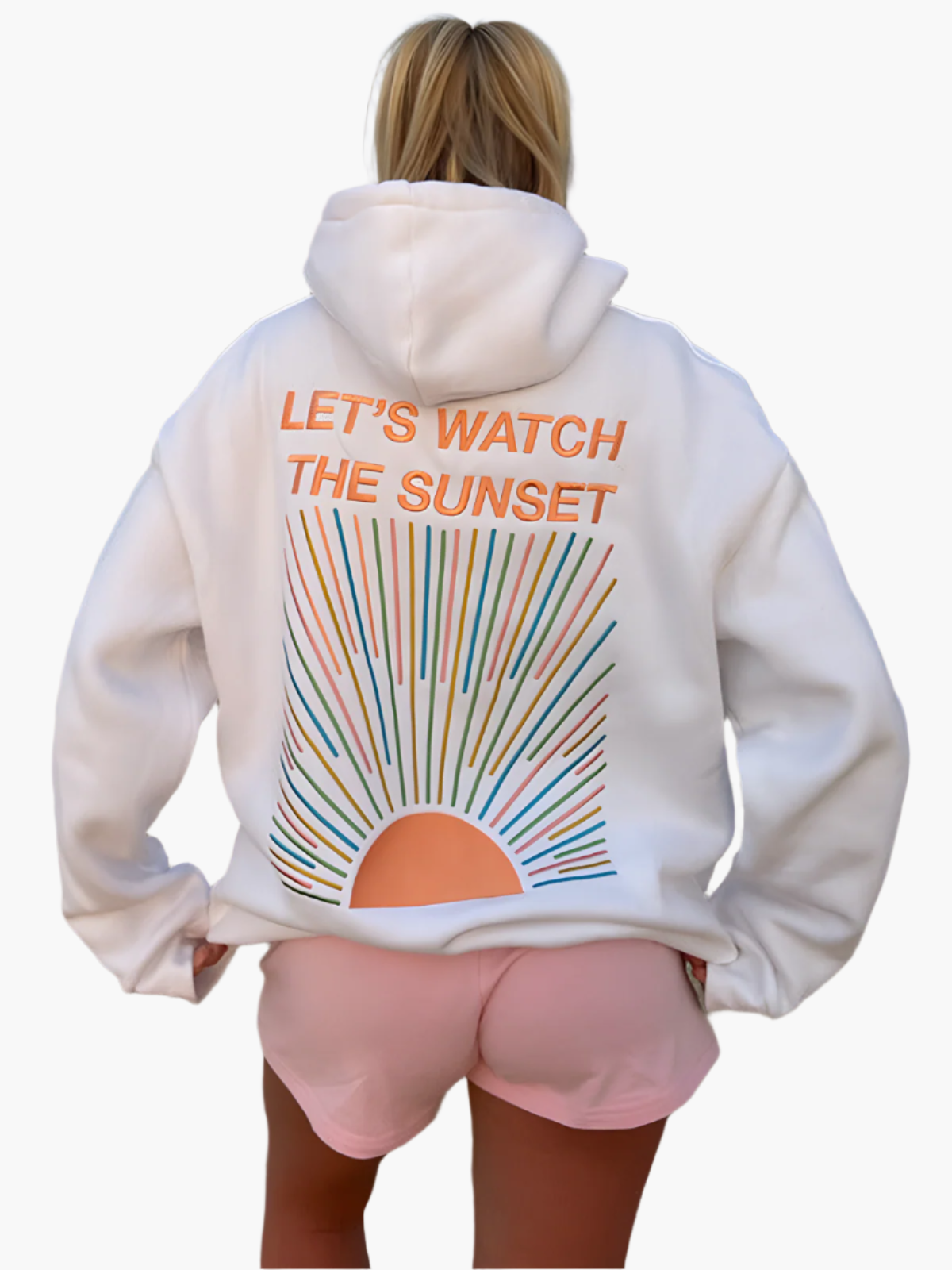 Women's Oversize Hoodie with Sunset Print – Casual Leisurewear with Statement Back Print