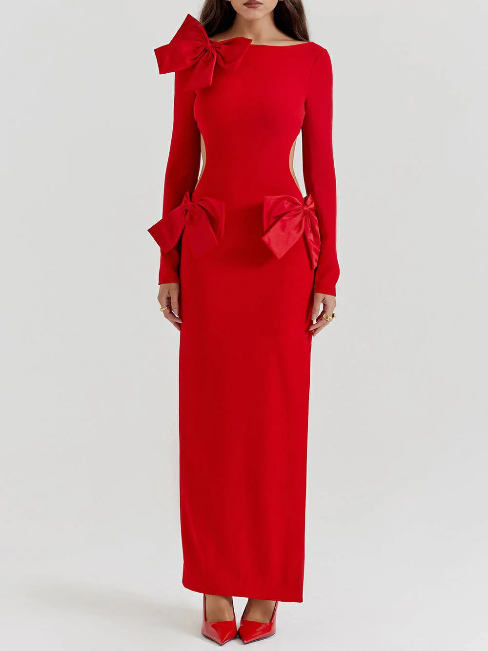 Sophie – Maxikleid mit Roter Schleife