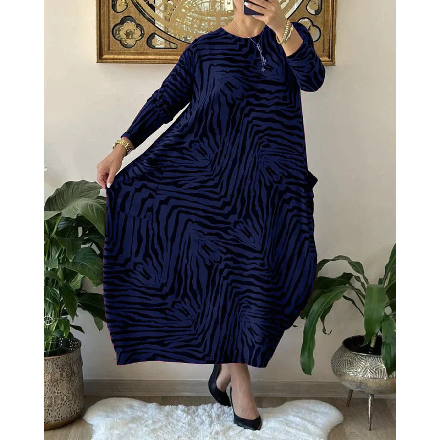 Emily – Lässiges Damenkleid mit Print und Taschen