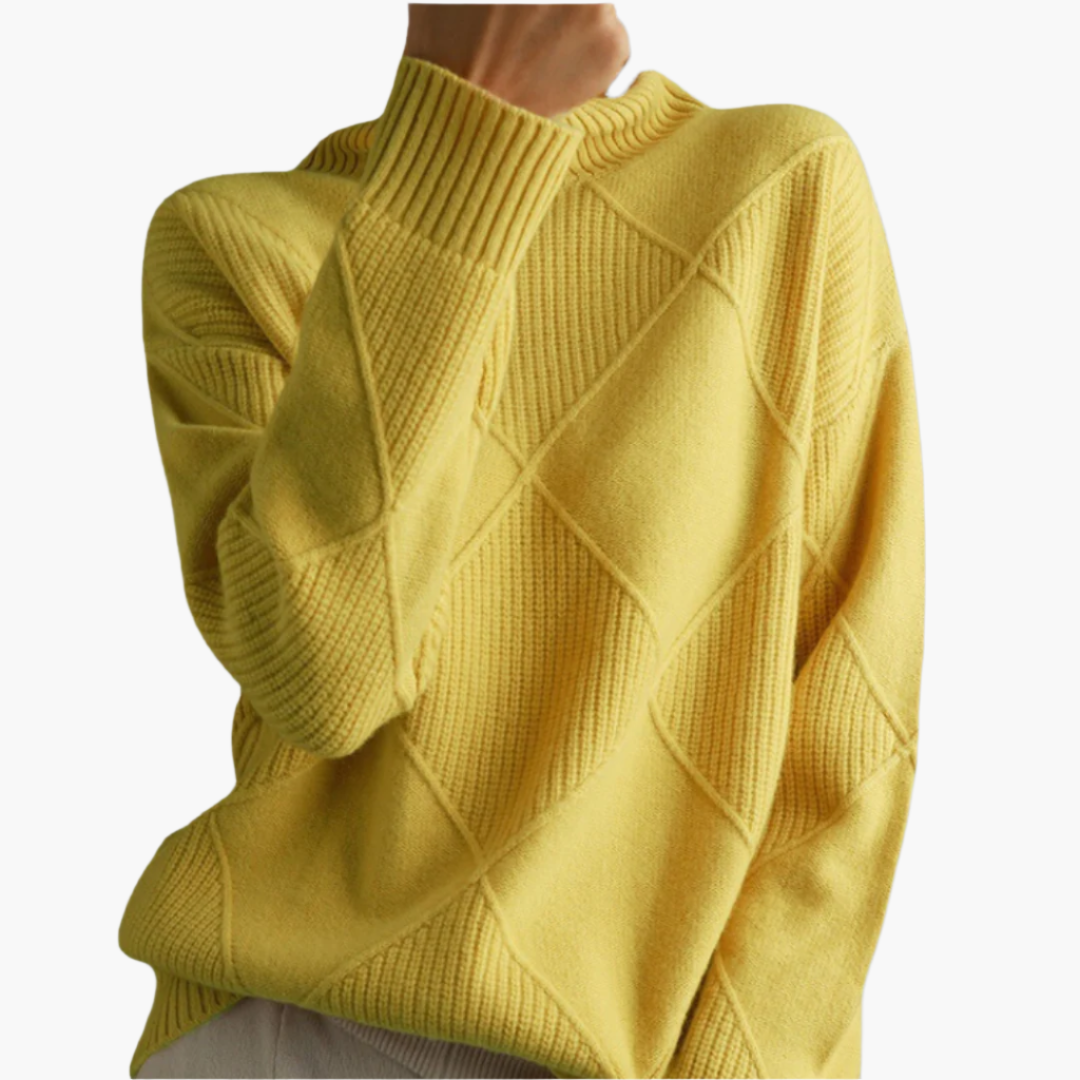 Women's knitted sweater with diamond pattern – modern comfort for everyday and leisure