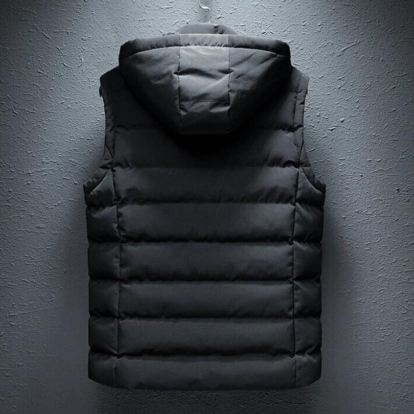 Men's quilted vest with hood – outdoor & casual warming vest, modern design, versatile