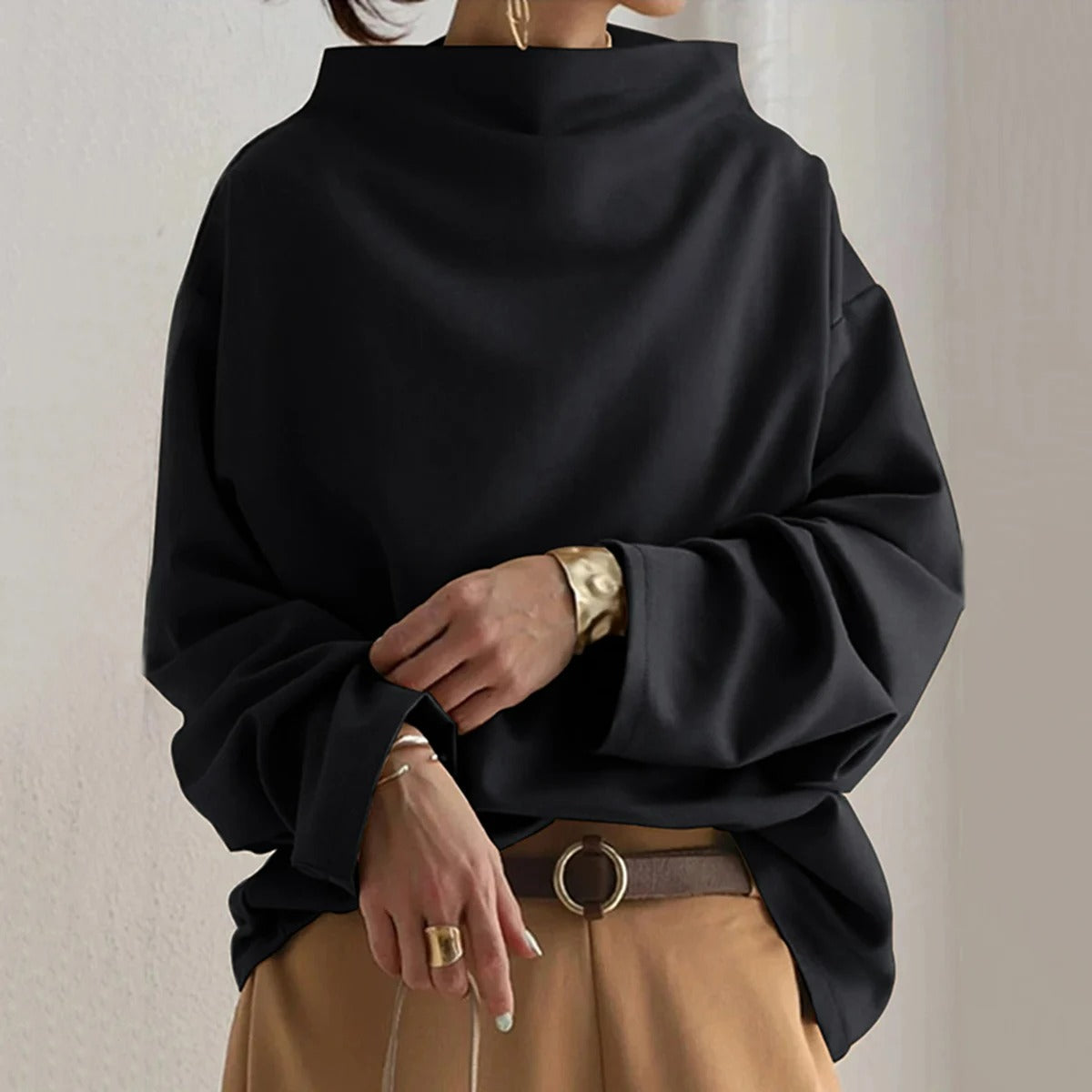 Damen Oversize Pullover Langarm Modern Elegant – Perfekt für Alltag & Büro