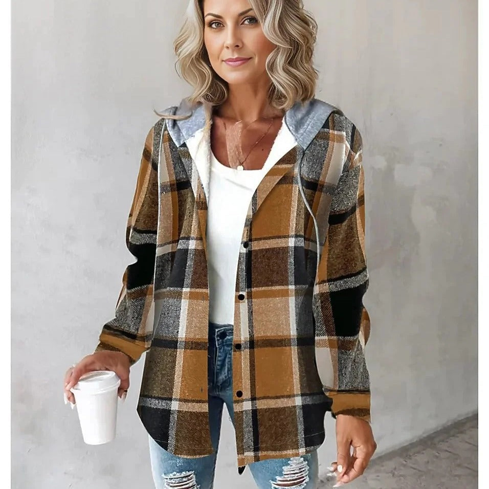 Shannon – Damen Wolljacke im großen Karo-Stil