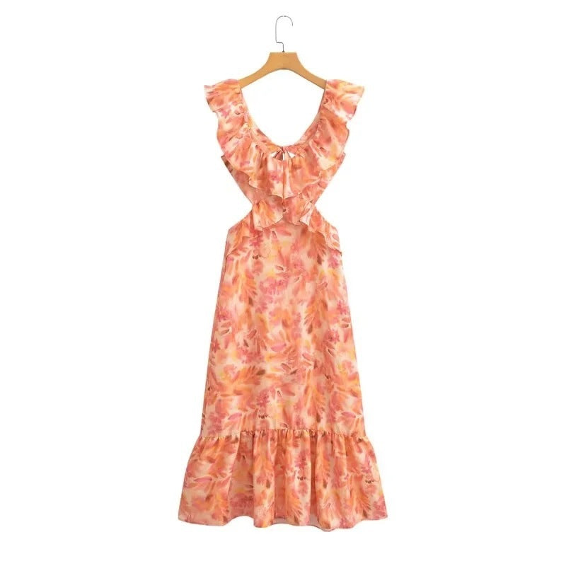 Damen Maxikleid mit Rüschen – Elegantes Partykleid und Sommerkleid im Boho-Stil
